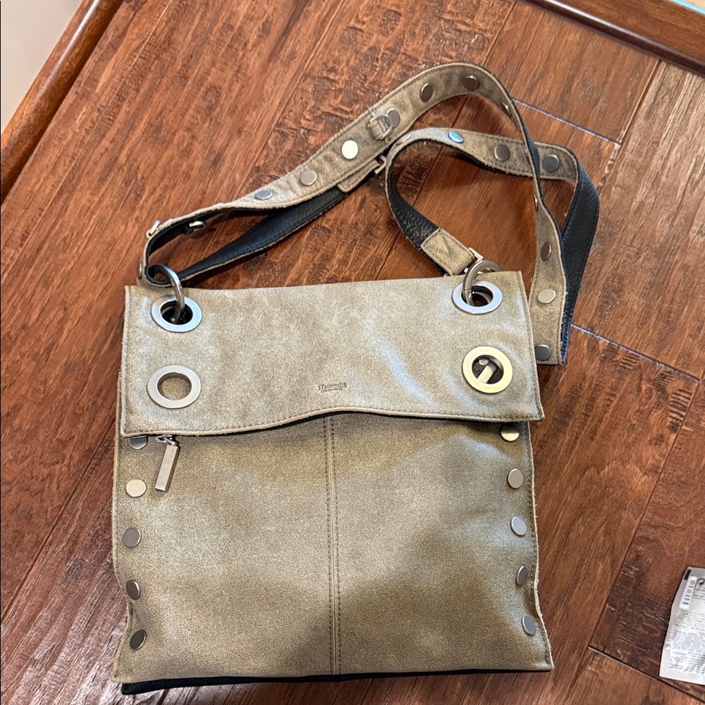 Hammitt Metallic Gold Crossbody with Grommet Accents